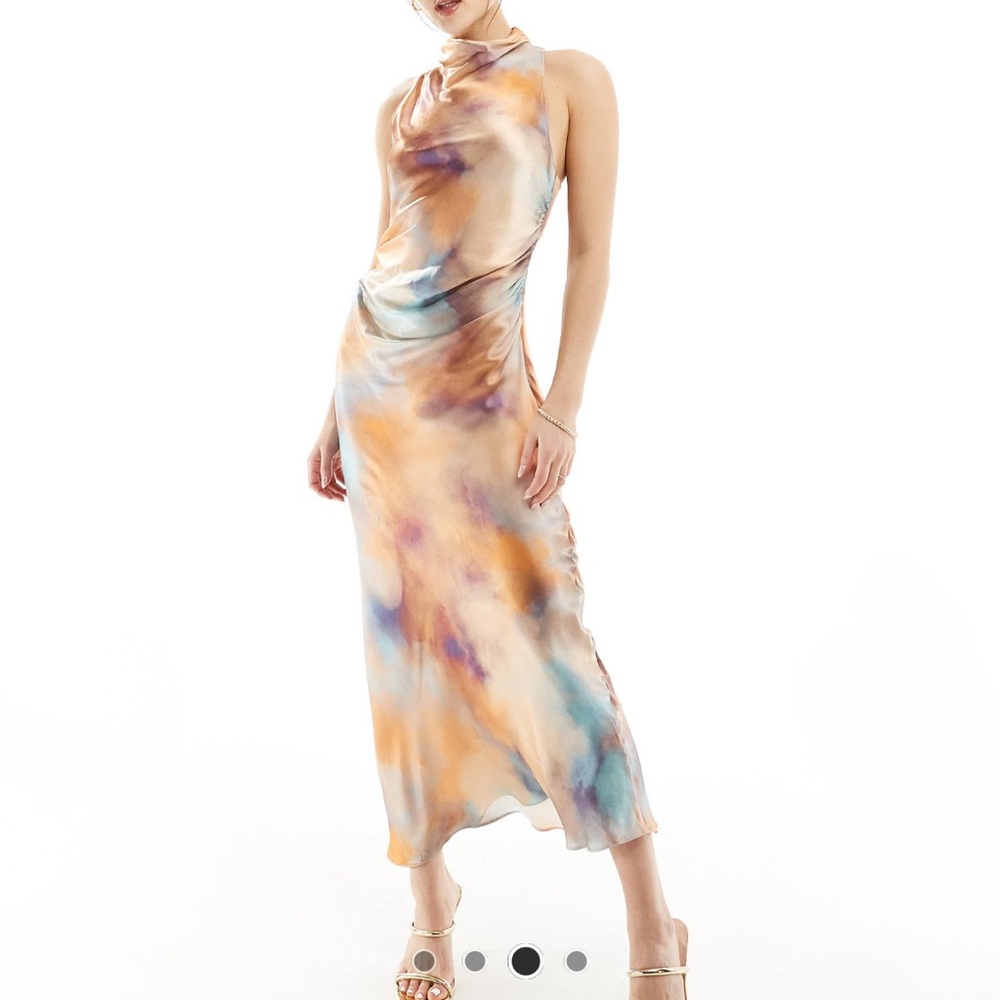Elegant Multicolor Halter Dress